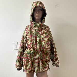 Burton sludge jacket dryride ski snowboard waterproof red green kids XL